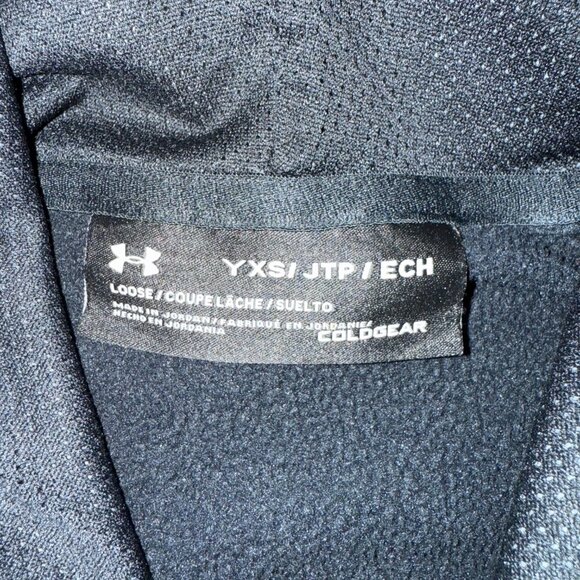 Under Armour Youth ColdGear Hoodie Black YXS Camo Sleeves Loose Fit - Picture 3 of 7